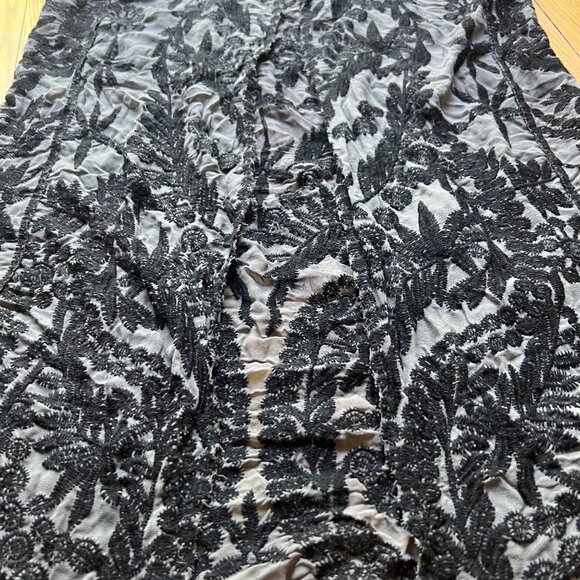 Origami by Viven Gray Black Lace Sleeveless Open Front Duster Cardigan Vest - Picture 7 of 11